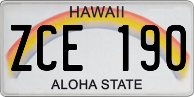 HI license plate ZCE190