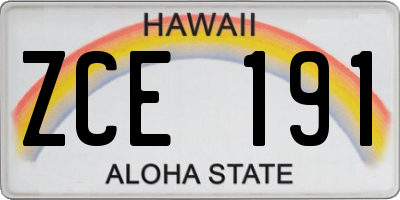 HI license plate ZCE191