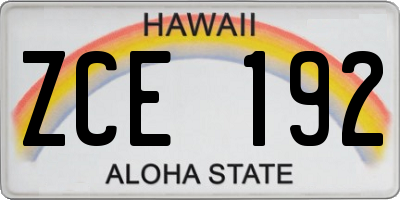 HI license plate ZCE192
