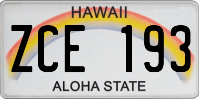 HI license plate ZCE193