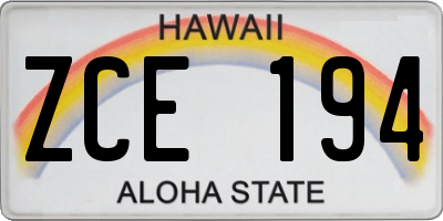 HI license plate ZCE194