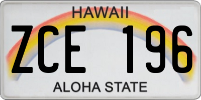 HI license plate ZCE196