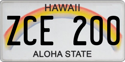 HI license plate ZCE200