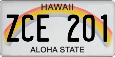 HI license plate ZCE201