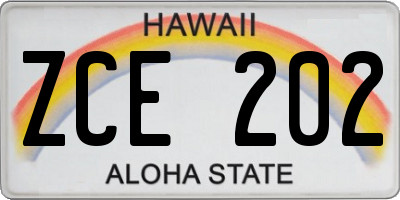 HI license plate ZCE202