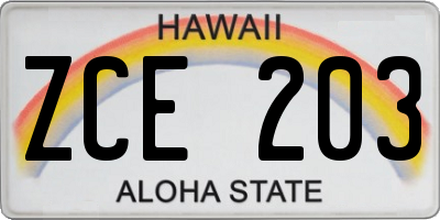 HI license plate ZCE203