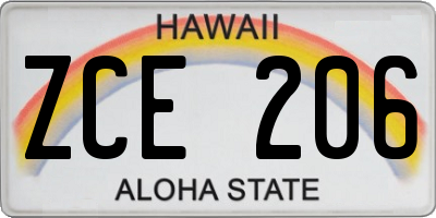 HI license plate ZCE206