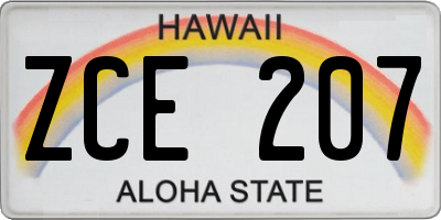 HI license plate ZCE207