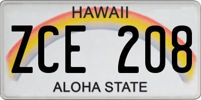HI license plate ZCE208