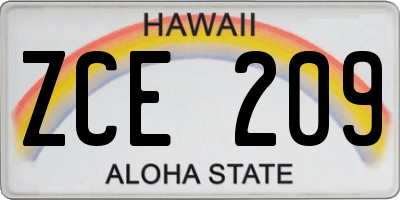 HI license plate ZCE209