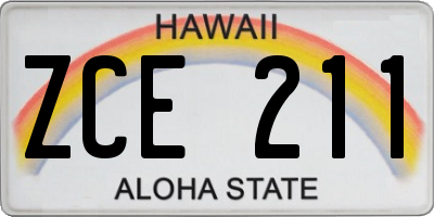 HI license plate ZCE211