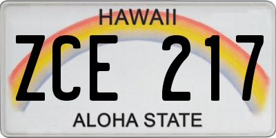 HI license plate ZCE217