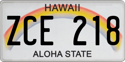HI license plate ZCE218