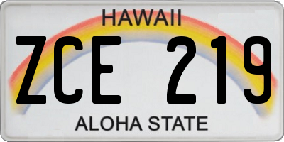 HI license plate ZCE219