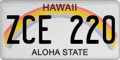 HI license plate ZCE220