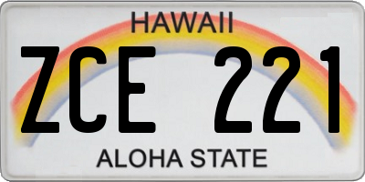 HI license plate ZCE221