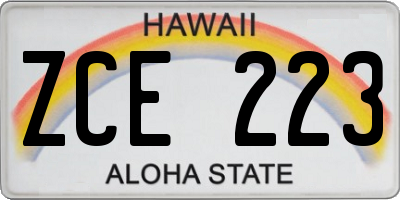 HI license plate ZCE223