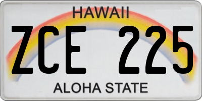 HI license plate ZCE225