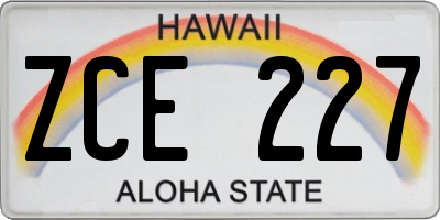 HI license plate ZCE227