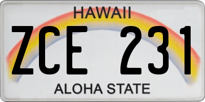 HI license plate ZCE231