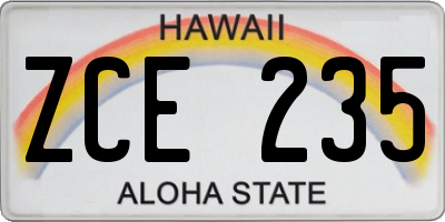 HI license plate ZCE235