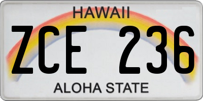 HI license plate ZCE236