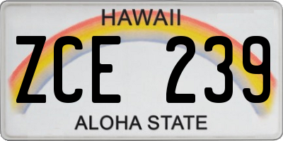 HI license plate ZCE239