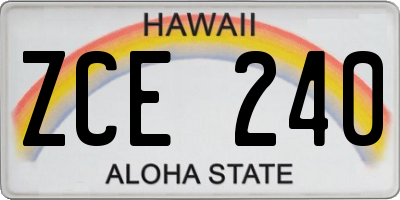 HI license plate ZCE240