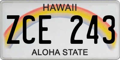 HI license plate ZCE243