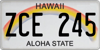 HI license plate ZCE245