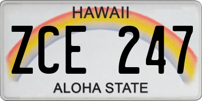 HI license plate ZCE247