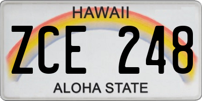 HI license plate ZCE248