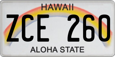 HI license plate ZCE260