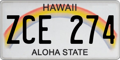 HI license plate ZCE274
