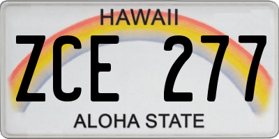 HI license plate ZCE277