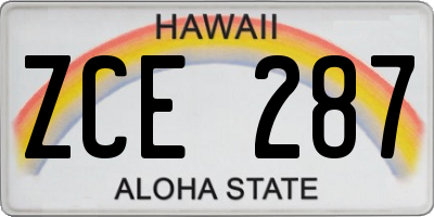 HI license plate ZCE287