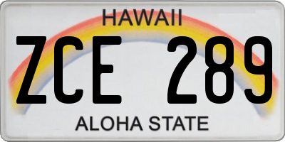 HI license plate ZCE289
