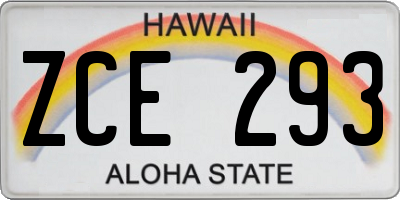 HI license plate ZCE293