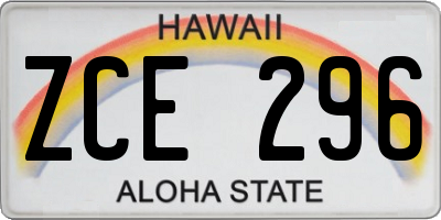 HI license plate ZCE296