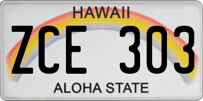 HI license plate ZCE303