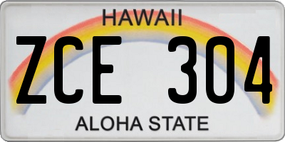 HI license plate ZCE304