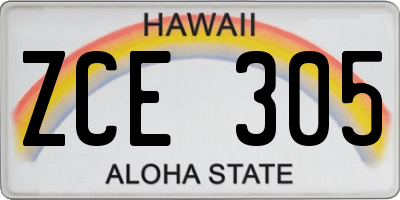 HI license plate ZCE305