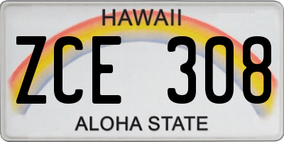 HI license plate ZCE308