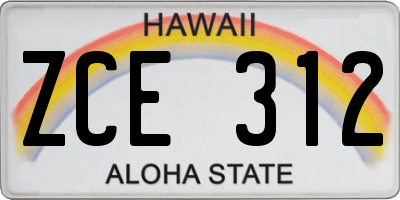HI license plate ZCE312
