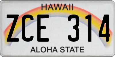 HI license plate ZCE314