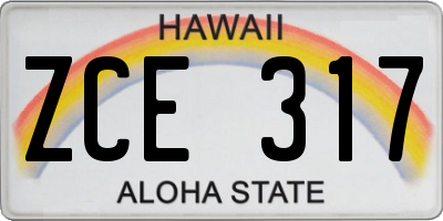 HI license plate ZCE317