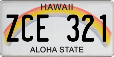 HI license plate ZCE321