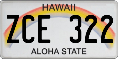 HI license plate ZCE322