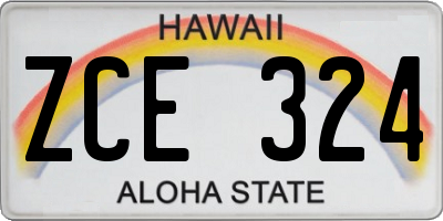 HI license plate ZCE324