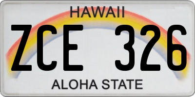 HI license plate ZCE326